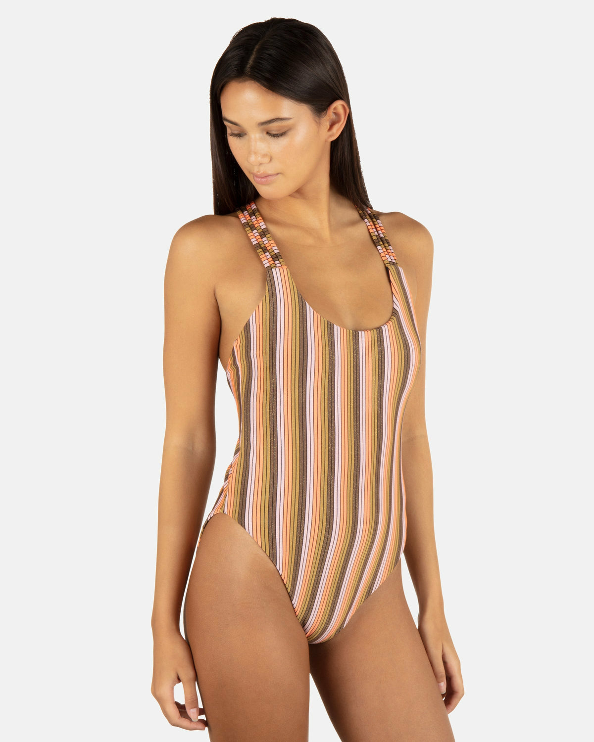 Hurley Sunset Shine Stripe Moderate Crossback One Piece