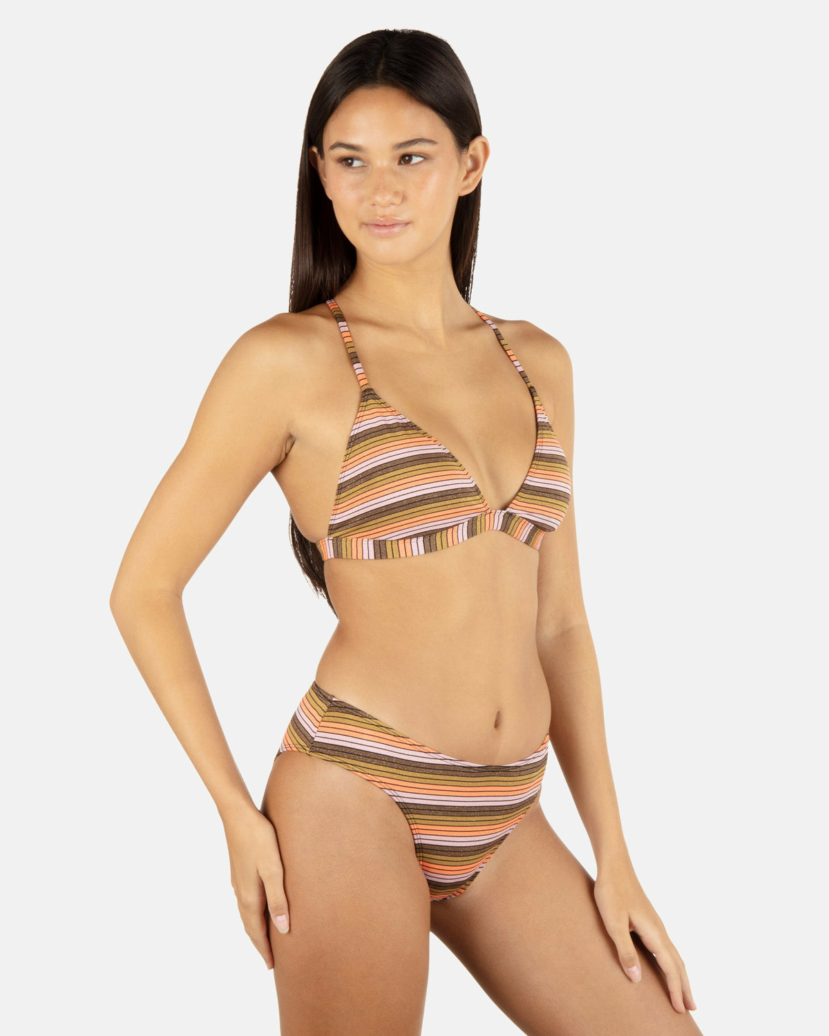Hurley Sunset Shine Stripe Mid Rise Cheeky Bottom
