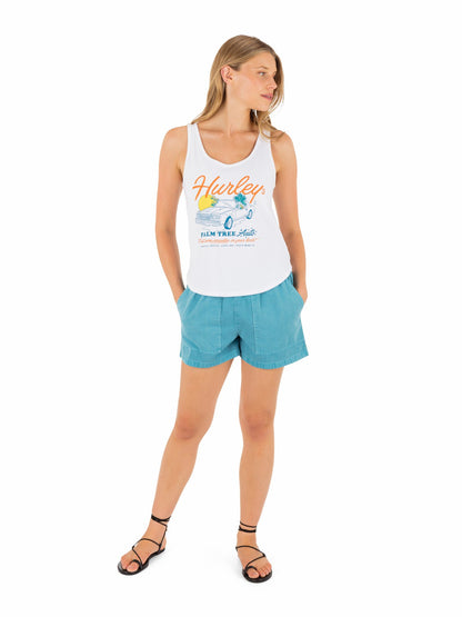 Hurley Palm Tree Auto Scoop Hem Tank