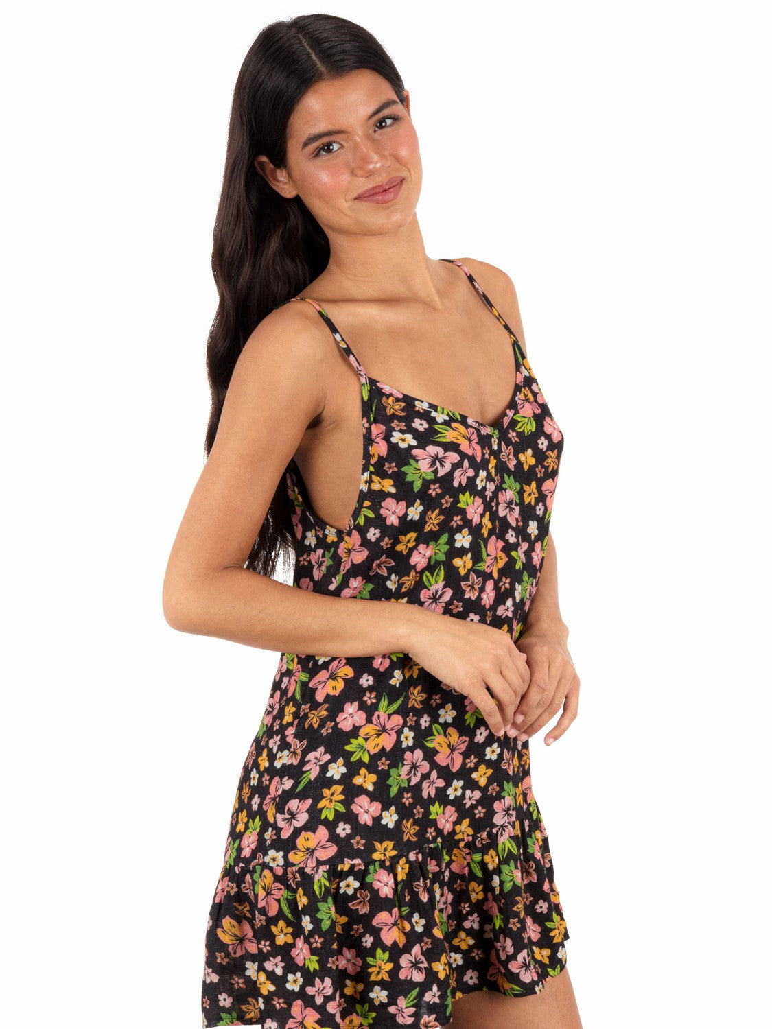 Hurley Hibiscus Dream V Neck Mini Dress
