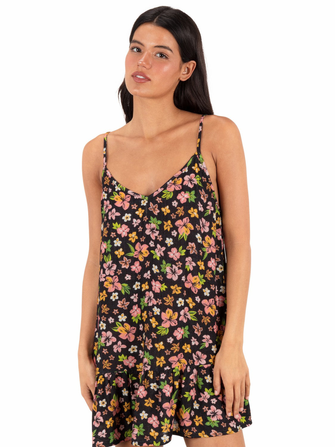 Hurley Hibiscus Dream V Neck Mini Dress