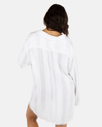Hurley Solid Stripe Gauze Long Sleeve Button Front Shirt