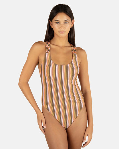 Hurley Sunset Shine Stripe Moderate Crossback One Piece