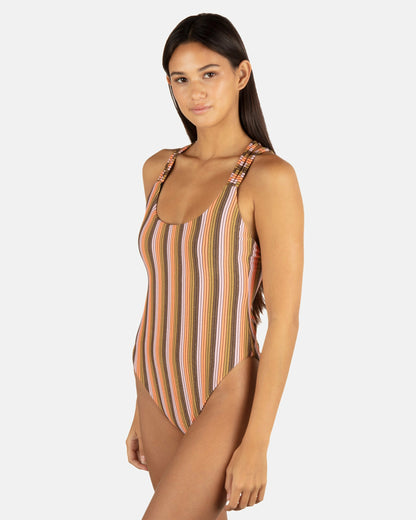 Hurley Sunset Shine Stripe Moderate Crossback One Piece