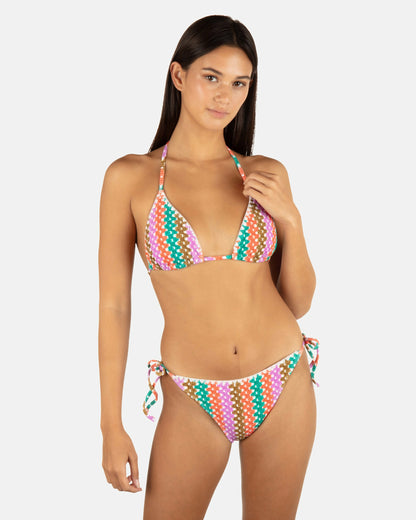 Hurley Printed Stripe Crochet Scrunch Cheeky Tie Side Bottom
