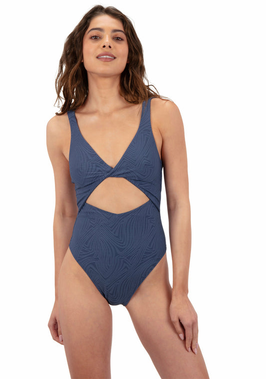 Hurley New Wave Jacquard Twist Front Cheeky One Piece