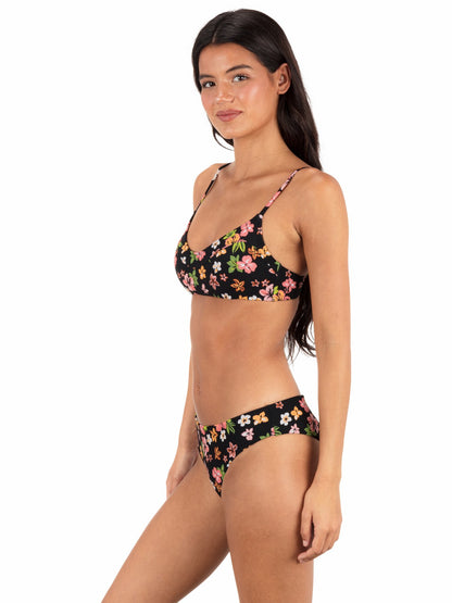 Hurley Max Hibiscus Dream Mid Rise Cheeky Bottom