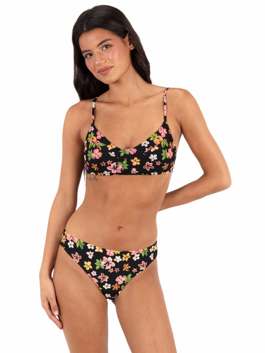 Hurley Max Hibiscus Dream Mid Rise Cheeky Bottom